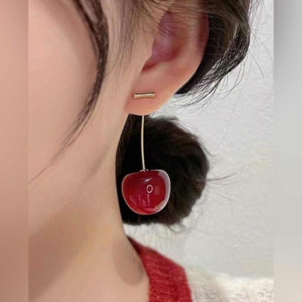 ✨NEW✨ Elegant Red Cherry Drop Earrings